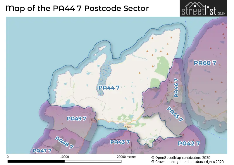 Map of the PA44 7 and surrounding postcode sector