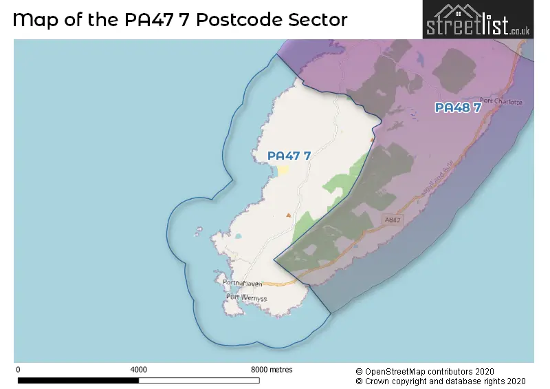 Map of the PA47 7 and surrounding postcode sector