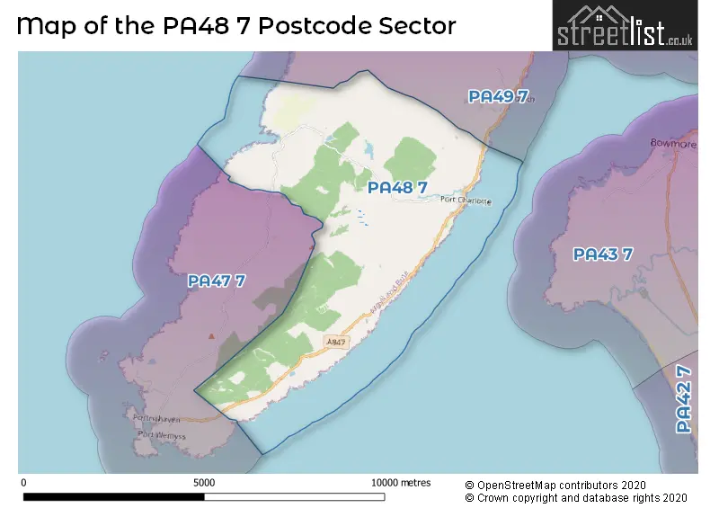 Map of the PA48 7 and surrounding postcode sector