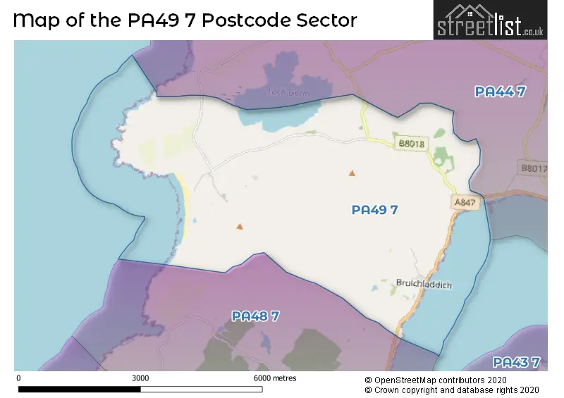 Map of the PA49 7 and surrounding postcode sector