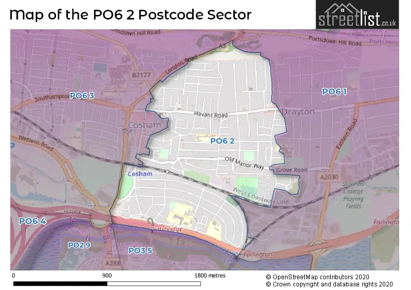 Map of the PO6 2 and surrounding postcode sector