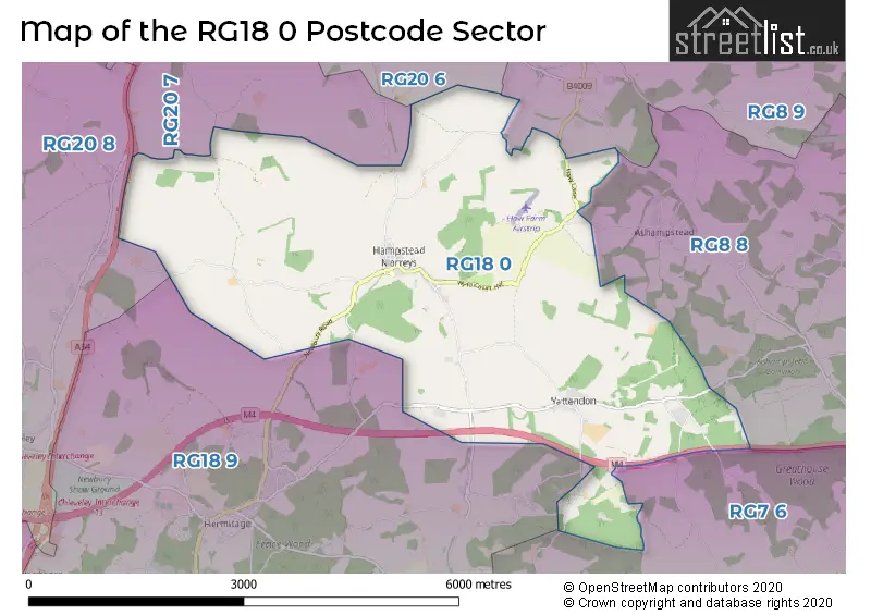Map of the RG18 0 and surrounding postcode sector