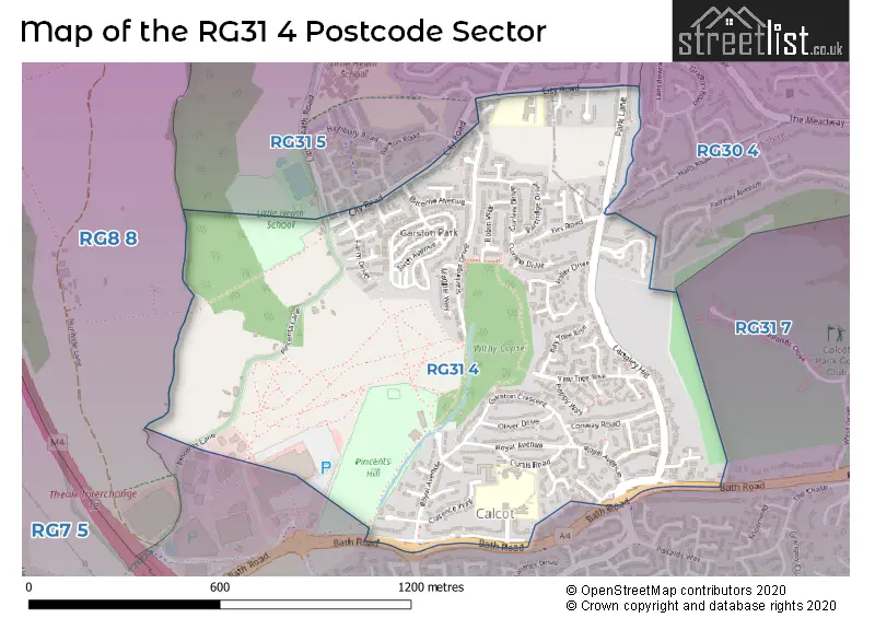 Map of the RG31 4 and surrounding postcode sector