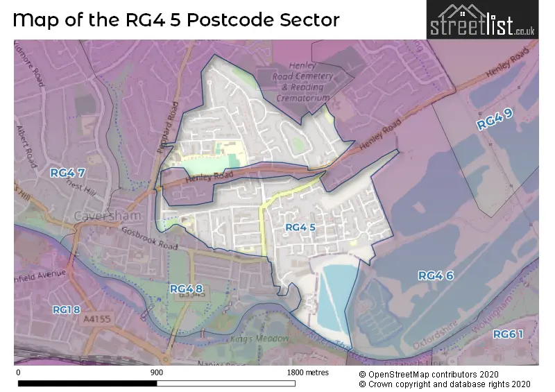 Map of the RG4 5 and surrounding postcode sector