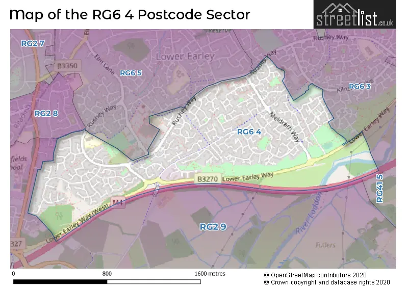 Map of the RG6 4 and surrounding postcode sector