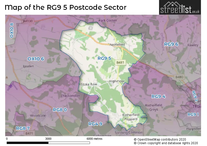 Map of the RG9 5 and surrounding postcode sector