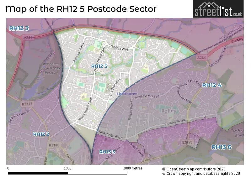 Map of the RH12 5 and surrounding postcode sector