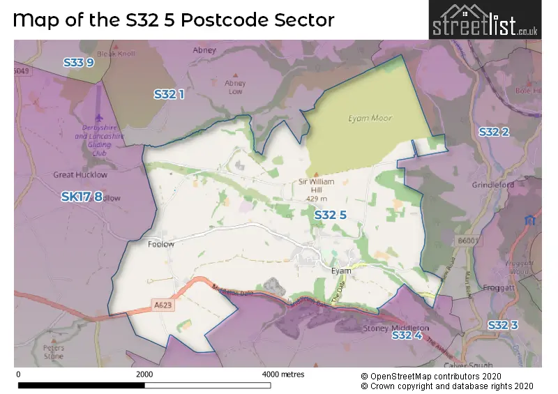 Map of the S32 5 and surrounding postcode sector