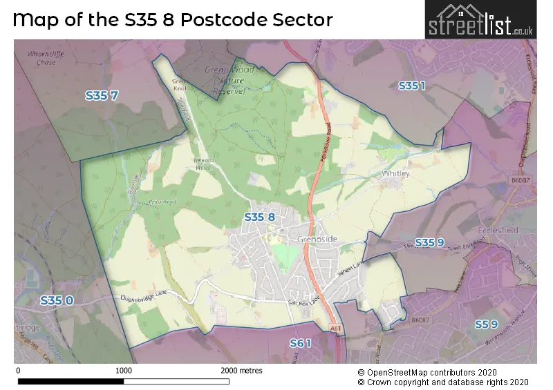 Map of the S35 8 and surrounding postcode sector