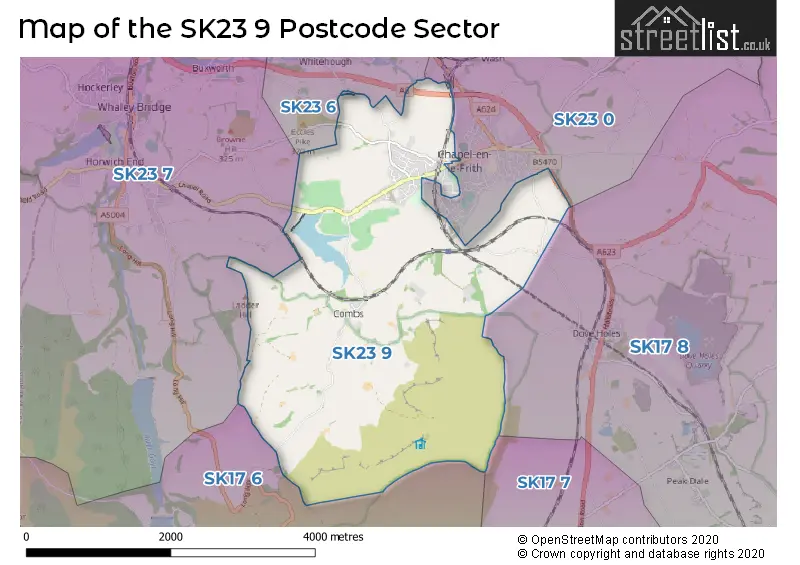 Map of the SK23 9 and surrounding postcode sector