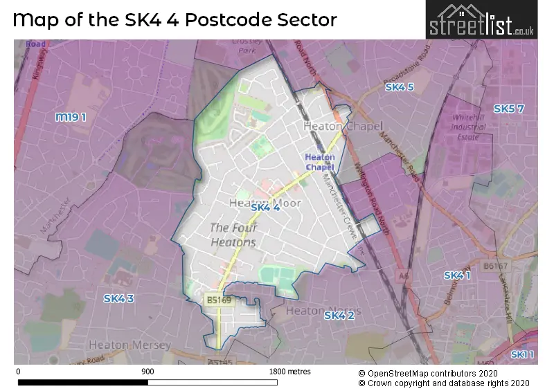 Map of the SK4 4 and surrounding postcode sector