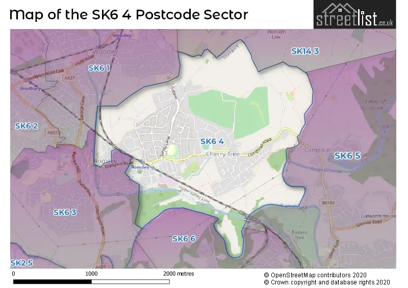 Map of the SK6 4 and surrounding postcode sector