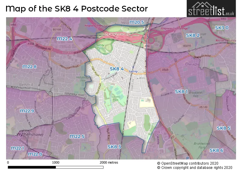 Map of the SK8 4 and surrounding postcode sector