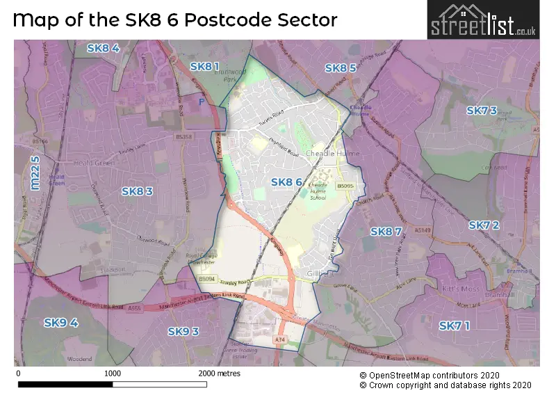 Map of the SK8 6 and surrounding postcode sector