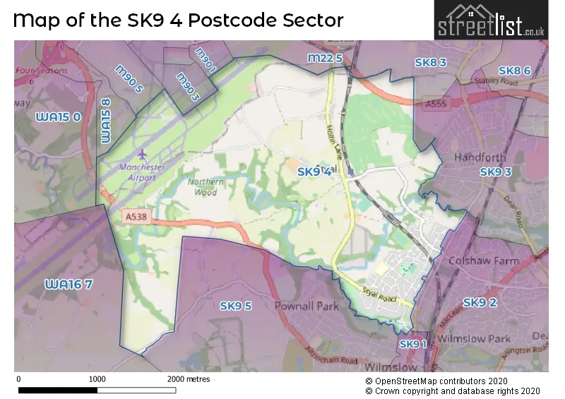 Map of the SK9 4 and surrounding postcode sector