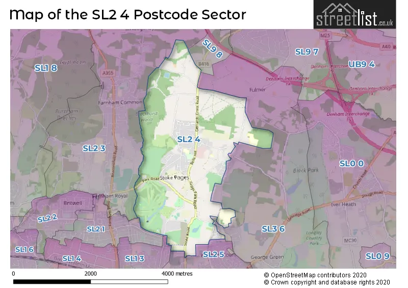 Map of the SL2 4 and surrounding postcode sector