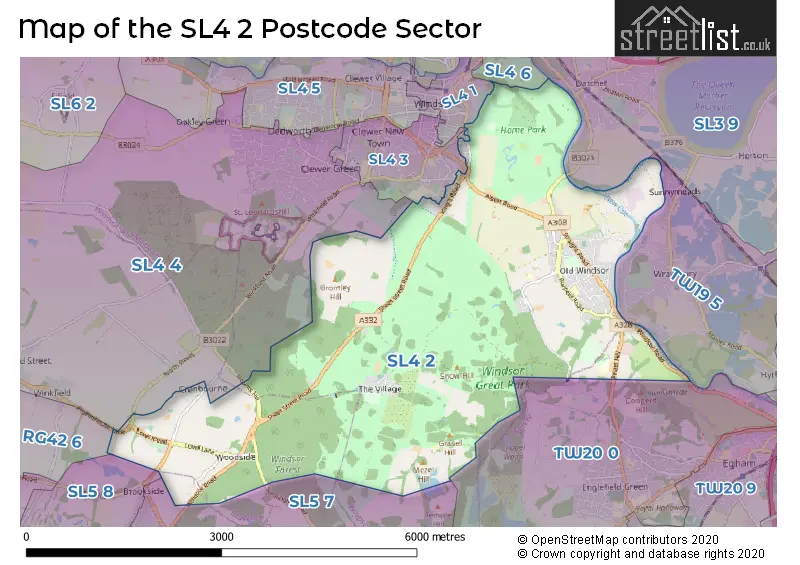 Map of the SL4 2 and surrounding postcode sector