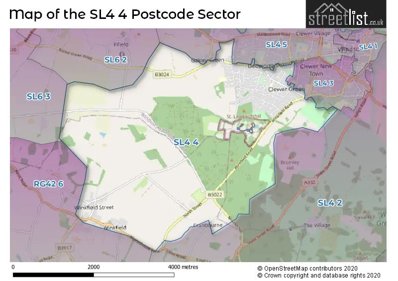 Map of the SL4 4 and surrounding postcode sector