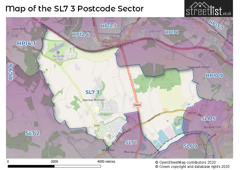 Map of the SL7 3 and surrounding postcode sector