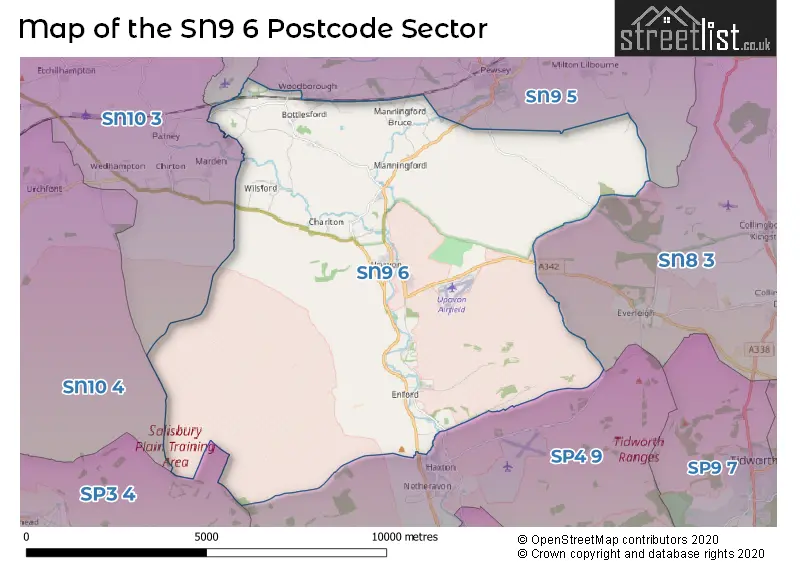 Map of the SN9 6 and surrounding postcode sector