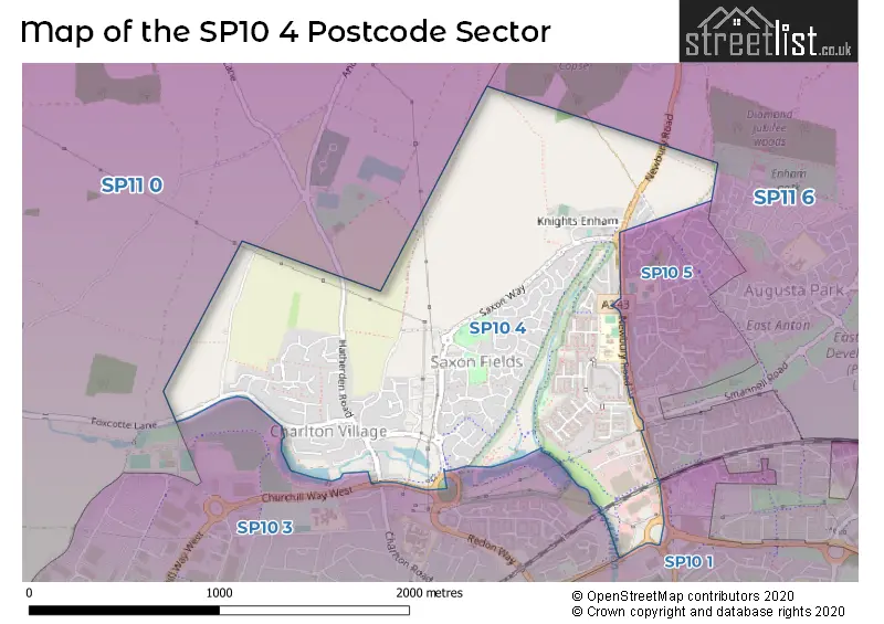 Map of the SP10 4 and surrounding postcode sector