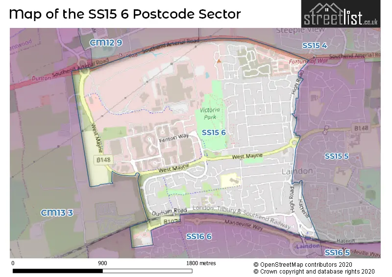 Map of the SS15 6 and surrounding postcode sector