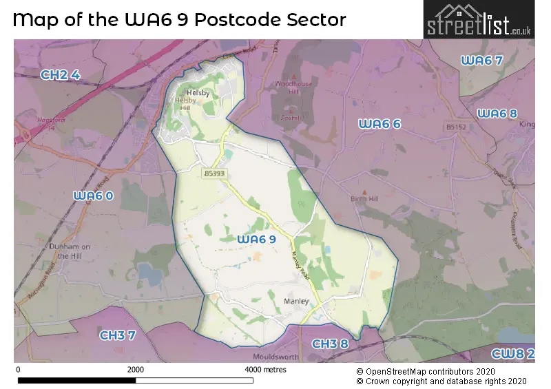 Map of the WA6 9 and surrounding postcode sector