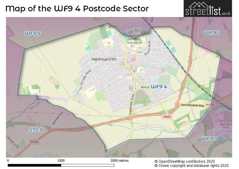 Map of the WF9 4 and surrounding postcode sector