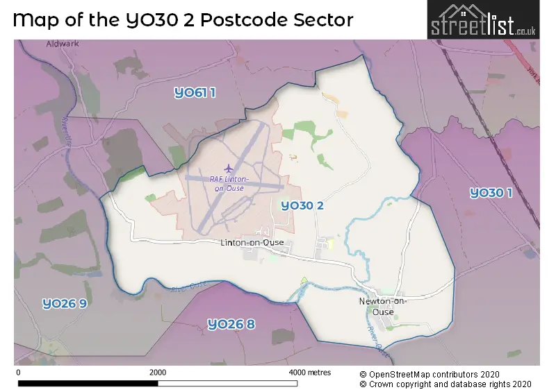 Map of the YO30 2 and surrounding postcode sector